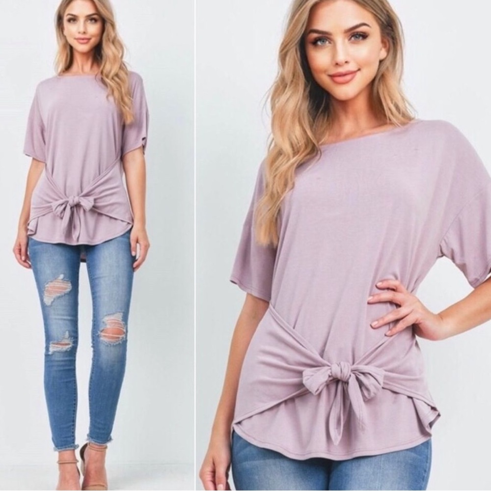 MOD REF Women’s Dusty Mauve Tie Front Blouse Top S